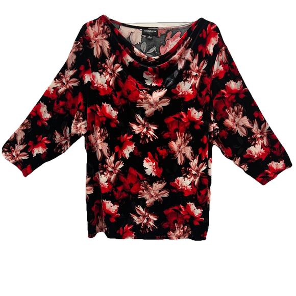 Liz Claiborne Career Woman Velvet Top Size 3X Floral Pullover 3/4 Sleeve Stretch - Picture 1 of 5